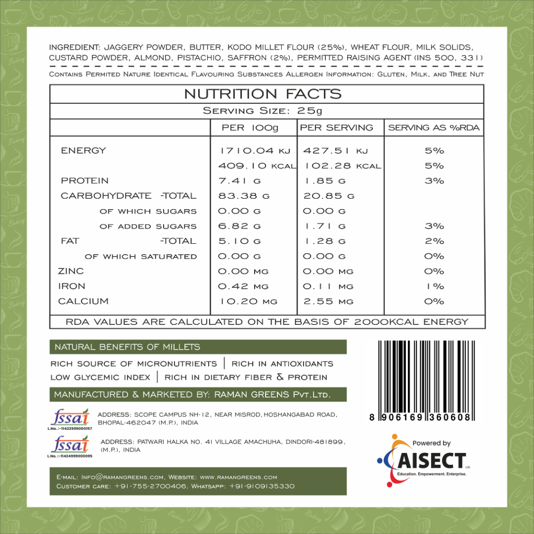 Millet Kesar Pista cookies