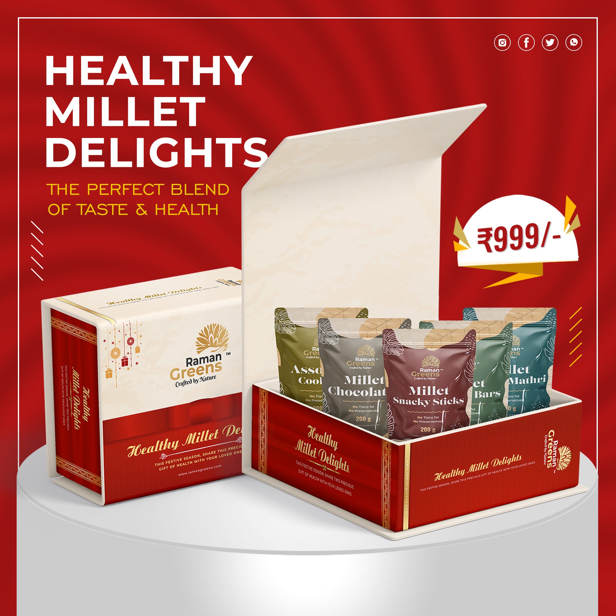 Millet Gift Pack - 5 Pouches of 150gm | Raman Greens | Healthy Millet ...