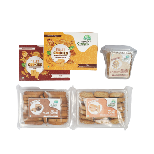 Raman Greens Millet Cookies & Snacks Tea-time combo pack 840 gm